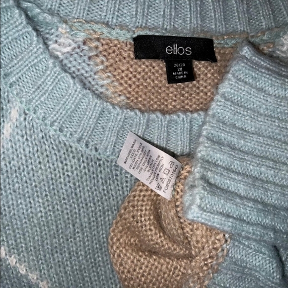 Ellos Plus Size Oversized Antique Mint Argyle Pullover Sweater Size 2X - Picture 15 of 16